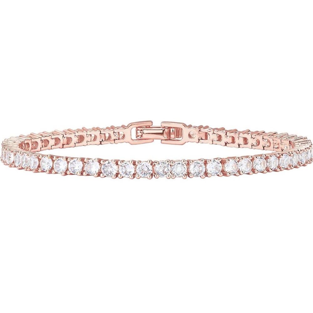 ✨LUXURY✨‎ Rose Gold Tennis Bracelet 3 mm 7 Inches Cubic Zirconia 14k Gold Plated